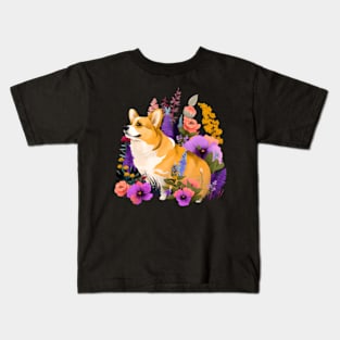 Corgi and plants Kids T-Shirt